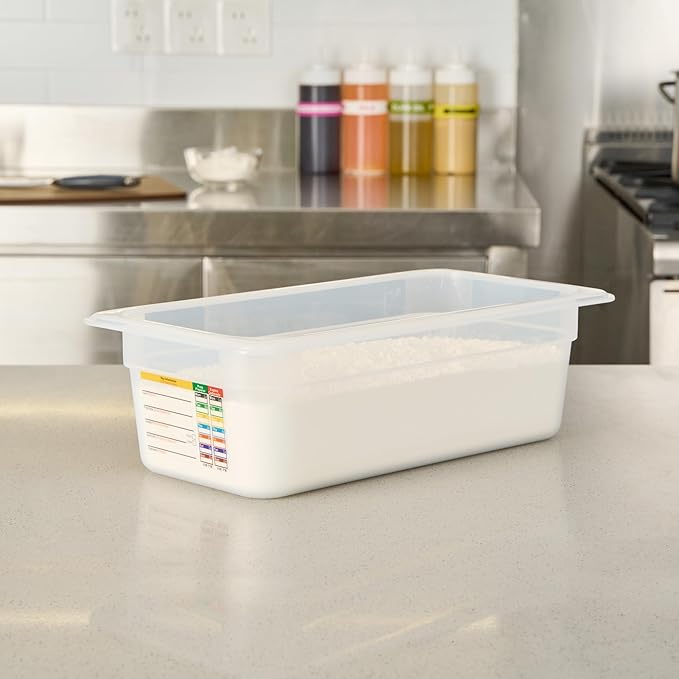 Restaurantware Food Storage Container 1 Pack of 12.7 x 6.8 x 3.9 Inches Plastic Stackable Storage Box White Reusable Label Container Dishwasher Safe For Restaurants And Kitchens