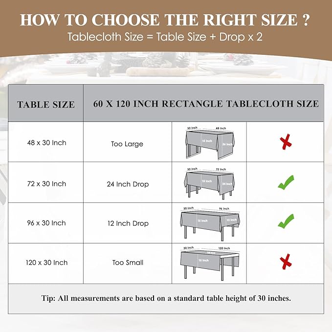 Rectangle Tablecloths 60x120 Inch 2 Pack Ivory Tablecloth for 6ft Washable Decorative Linen Polyester Table Cloths for 8ft Dining Table Banquets Buffet Parties and Wedding
