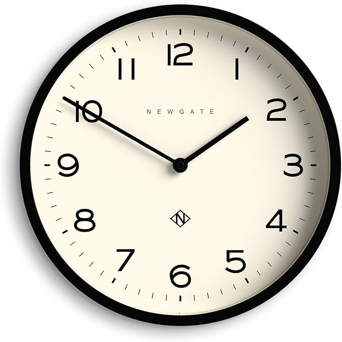 NEWGATE® Number Four Echo Wall Clock | Modern Round Clock | 30cm | Black | Easy to Read Numbers | Ideal for Kitchen, Living Room or Office