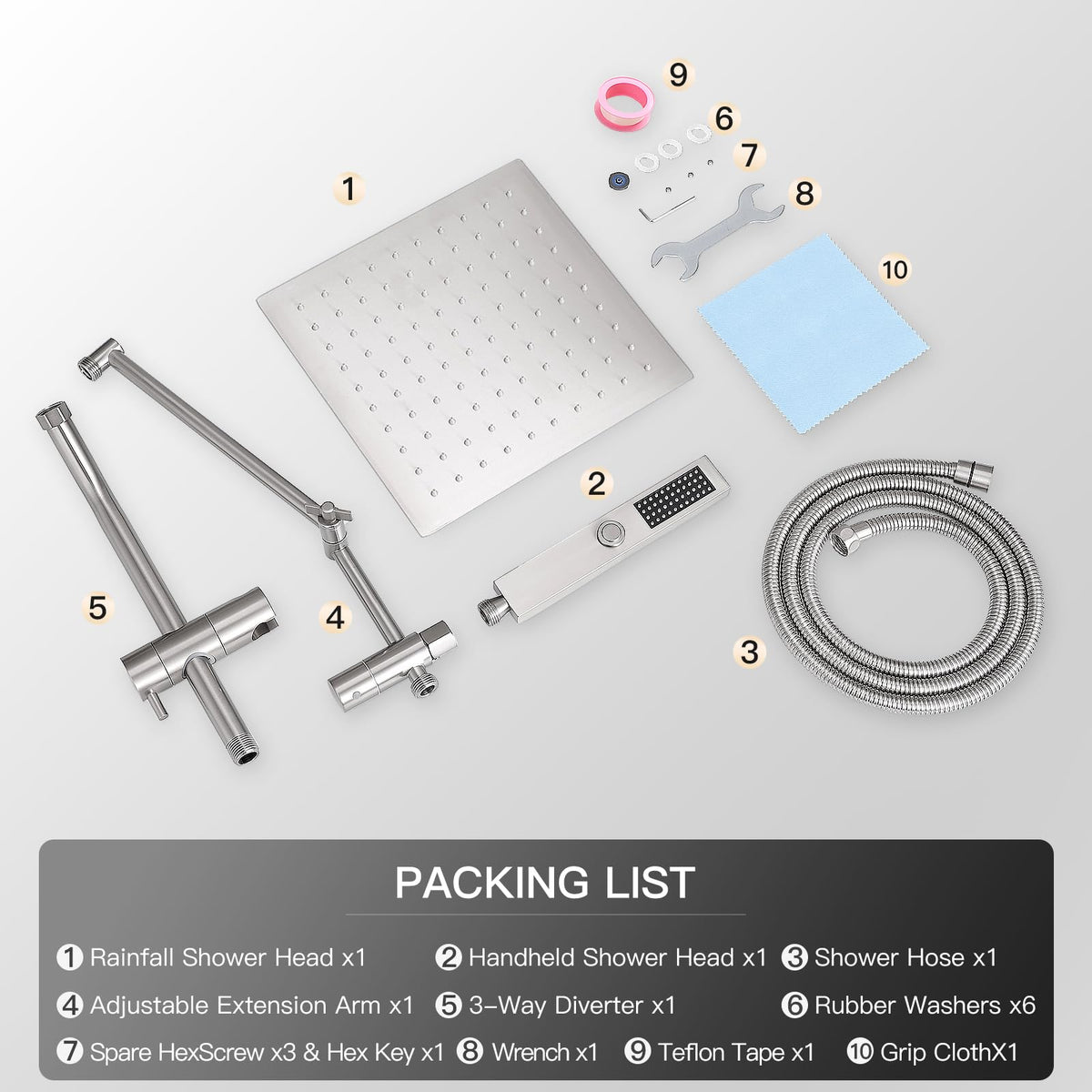 All Metal 10" Shower Head with Handheld, Built-in Power Jet Mode