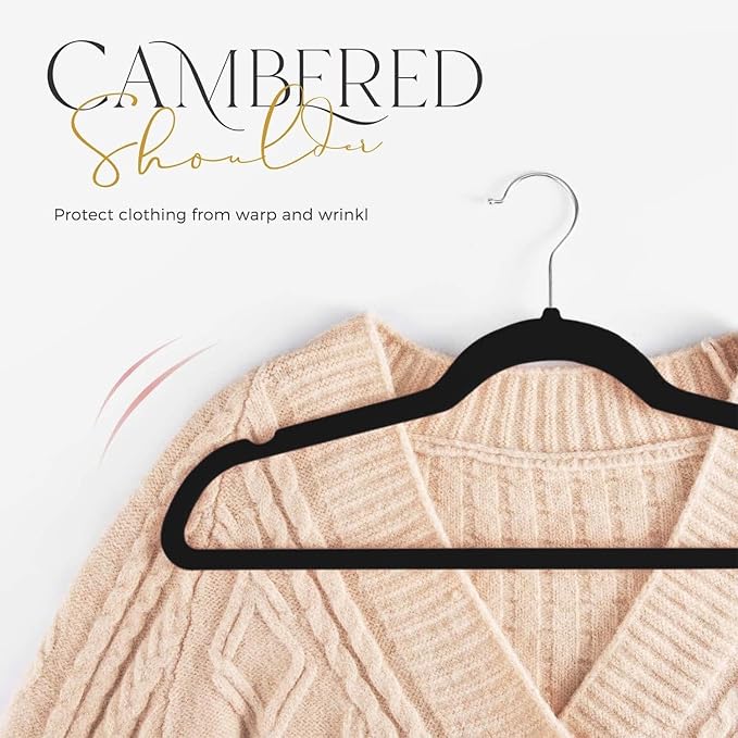 HOUSE DAY Black Velvet Hangers 240 Pack, Premium Non-Slip Felt Clothes Hangers, Sturdy Black Hanger Heavy Duty Durable for Coat, Suit, Space Saving No Hanger Mark Rotating Hook