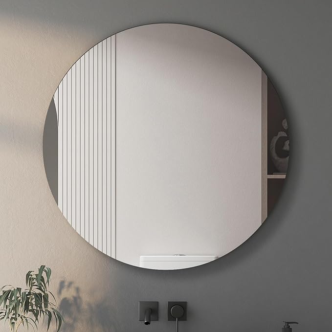 Round Bathroom Medicine Cabinet, 30 Inches Frameless Circle Mirror Cabinet Wall Mounted Cabinet with Surface Mount Installation