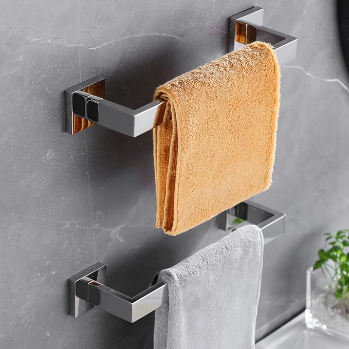 LANC 12-Inche Towel Bars for Bathroom Wall Mounted Chrome Polished Total-14” Stainless Steel Towel Hanger Silver Hand Towel Holder for Cabinet Kitchen Towel Racks Towel Rods, A8804CP-3P1