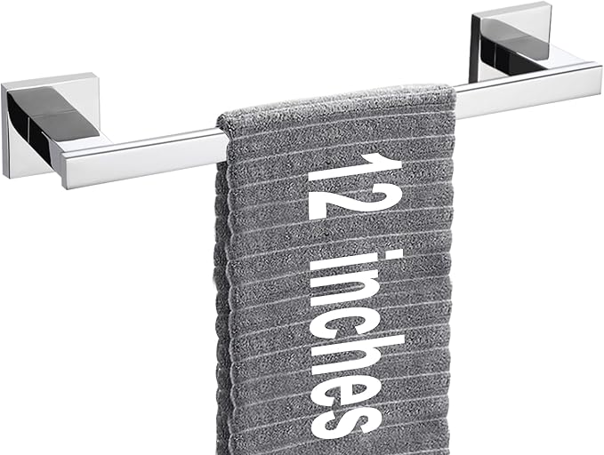 LANC Chrome Towel Bar for Bathroom Wall Mounted 12-Inche Silver Bath Towel Ring Stainless Steel Polished Hand Towel Holder for Cabinet Kitchen Towel Rack Towel Hanger, A9010CP-L3
