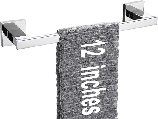LANC Chrome Towel Bar for Bathroom Wall Mounted 12-Inche Silver Bath Towel Ring Stainless Steel Polished Hand Towel Holder for Cabinet Kitchen Towel Rack Towel Hanger, A9010CP-L3