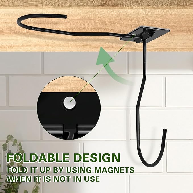 Banana Hanger Hook – Space Saving Banana Holder Hanger to Keep Bananas Fresh, Self Adhesive and Screw Banana Hook 4Pack Black