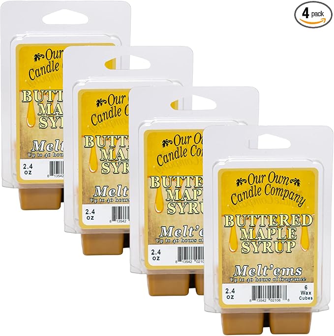 Our Own Candle Company Premium Wax Melt, Buttered Maple Syrup Scent, 6 Cubes, 2.4 oz (4 Pack)