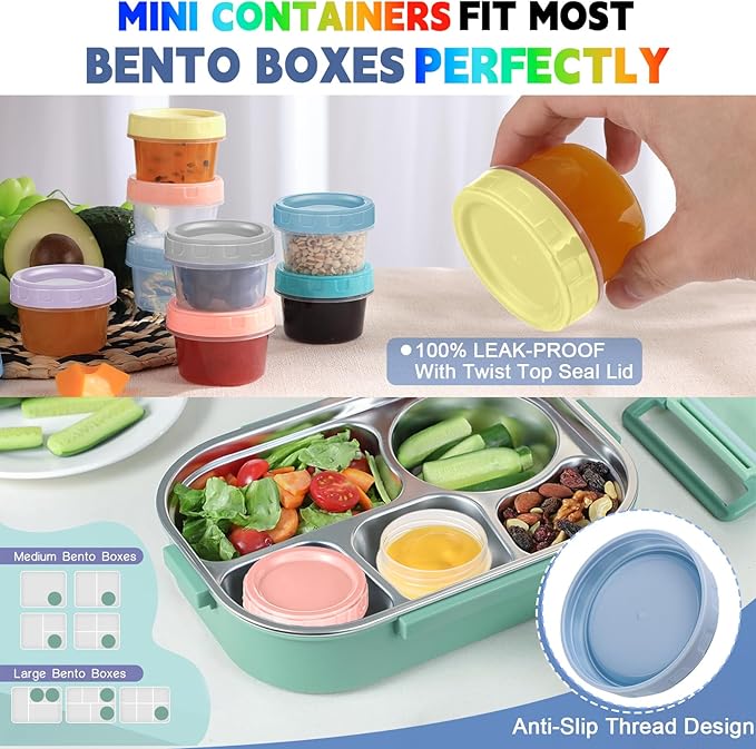 12pcs 2 oz Salad Dressing Container To Go Small Sauce Containers with Lids, Reusable Condiment Cups for Lunch Box, Leakproof, Freezer, Microwave & Dishwasher Safe