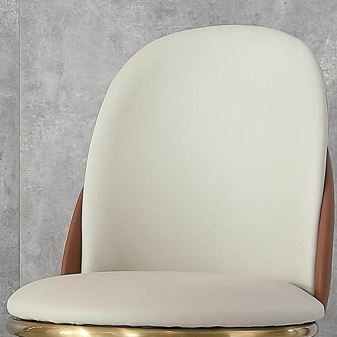 Dining Chairs Set of 2, Modern PU Leather Dining Gold Metal Legs for Living Kitchen Dining Room Beige