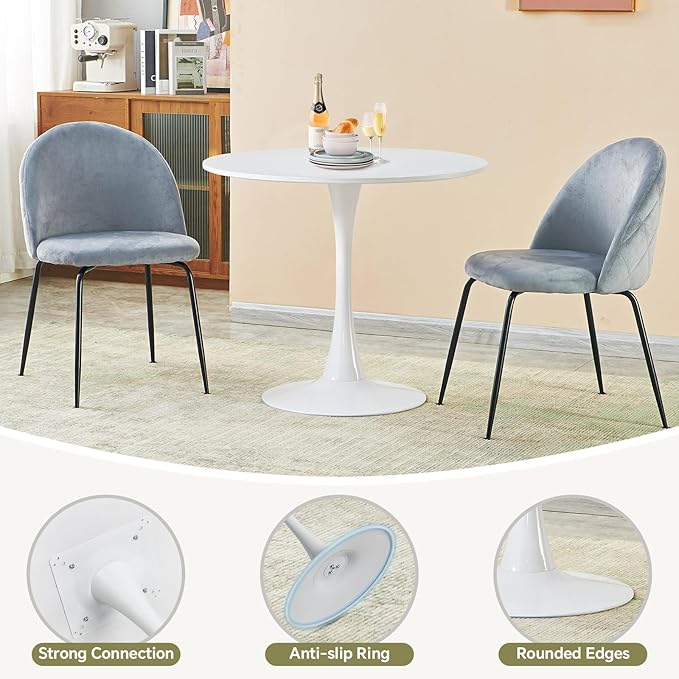 Small Space 31.5 Inch White Round Tulip Dining Table - Modern Pedestal Base Kitchen Table for 2-4 People - Easy Assembly & Easy to Clean