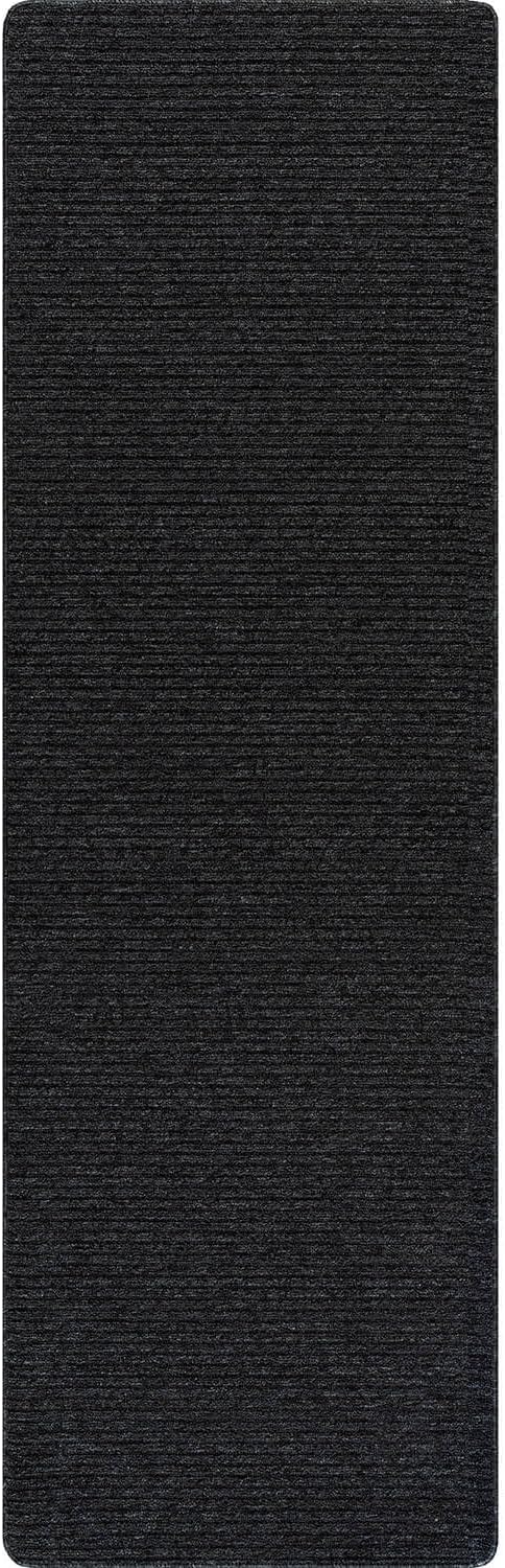 Non Slip Dark Gray Solid Rubber Back Thing Runner Rugs for Living Room 2x10 for Kitchen, Rug for Bedroom and Hallway, Stain Resistant Easy Cleaning Non Shedding Carpet Dark Gray 2 x 10