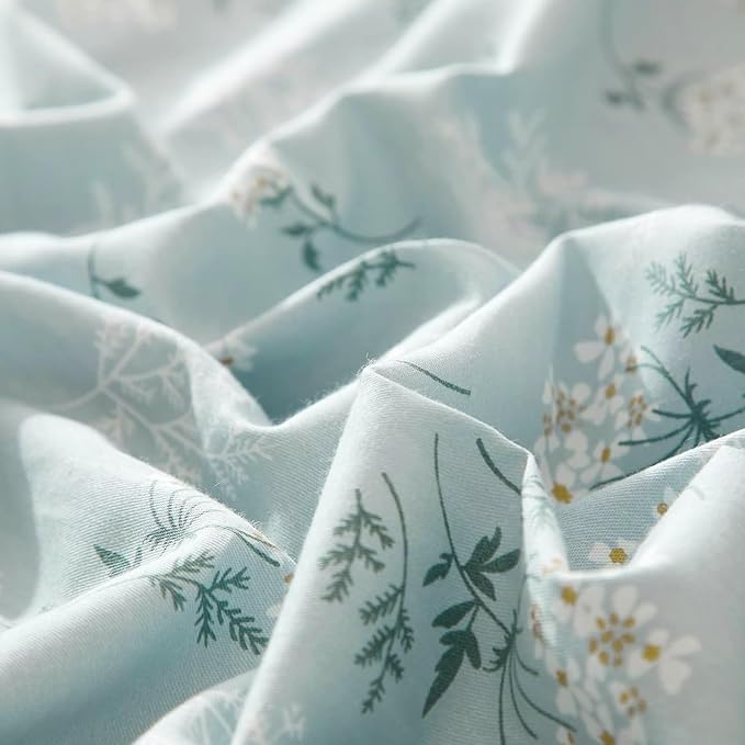 EAVD Blue Floral Comforter Set Full Soft Microfiber Chic Shabby Garden Floral Bedding Set 1 Full Comforter and 2 Pillowcases Reversible Floral Botanical Comforter Set for All-Season