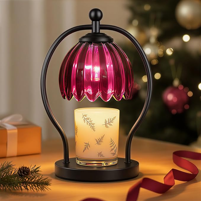 COTTHOS Candle Warmer Lamp, Dimmable Candle Warmer with Timer, Vintage Candles Wax Warmers for Jar Candles Christmas Birthday Gifts for Women Mom, Home Decor for Bedroom Living Room, Purple Black