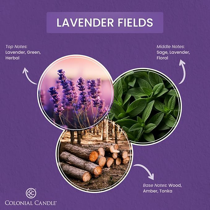 Colonial Candle Lavender Fields Scented Candle Jar, Highly Fragranced Candles for Home Scented, Mottled Wax Candle, 2 Wick, 8 oz - Made in The USA