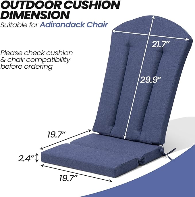 Crestlive Products Adirondack Chair Cushion Outdoor Rocking Chair Cushion Water Resistant 50x20 Inch High Back Patio Replacement Cushion, Sky