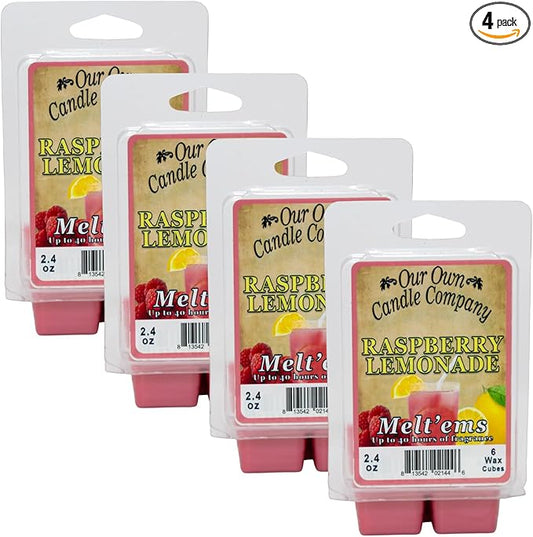 Our Own Candle Company Premium Wax Melt, Raspberry Lemonade, 6 Cubes, 2.4 oz (4 Pack)
