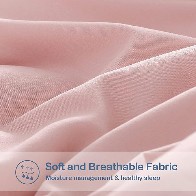EASELAND Full Size Down Alternative Comforter - Quilted Duvet Insert for All Seasons, Soft Lightweight with Corner Tabs, Summer Winter Warm Bedding, Pink 82×86 Inches