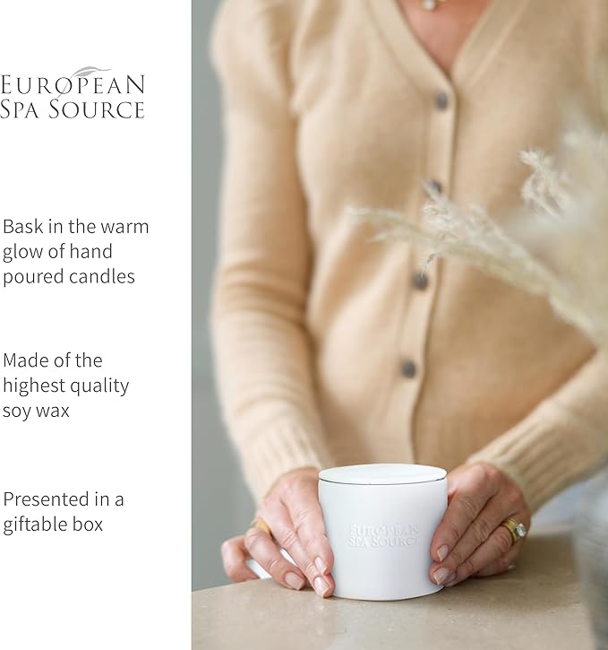 European Spa Source French Lavender Luxury Candle for Aromatherapy, Soy Wax Candle, Hand Poured, at Home Spa Experience Promoting Relaxation, 45 Hours of Burn Time