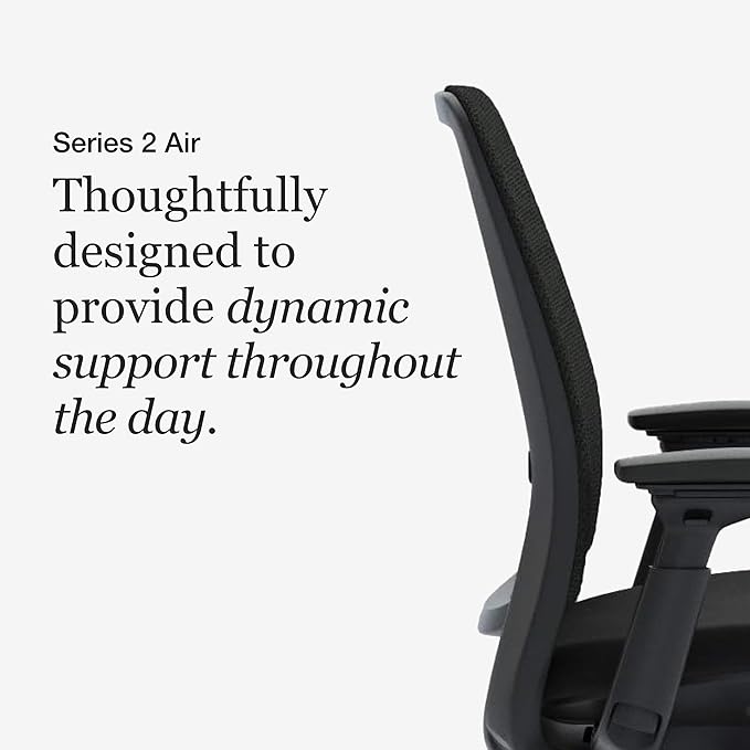Steelcase Series 2 Office Chair - Ergonomic Work Chair with Wheels for Carpet - with Back Support, Weight-Activated Adjustment & Arm Support - Adjustable Rolling Chairs for Desk - Licorice