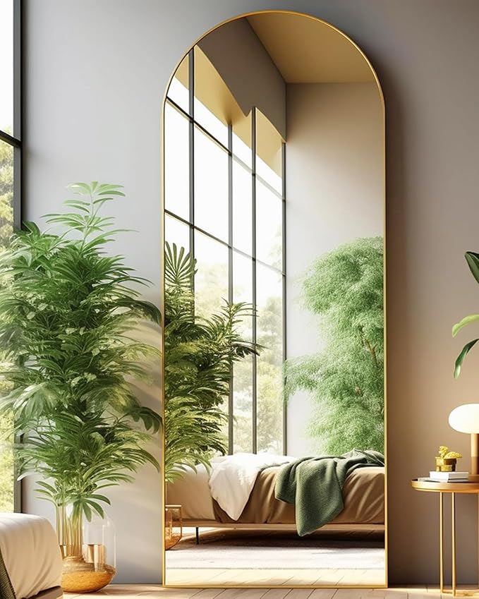 Arched Full Length Mirror - 21"64" Floor & Wall Mounted Mirror for Bedroom & Living Room, Gold