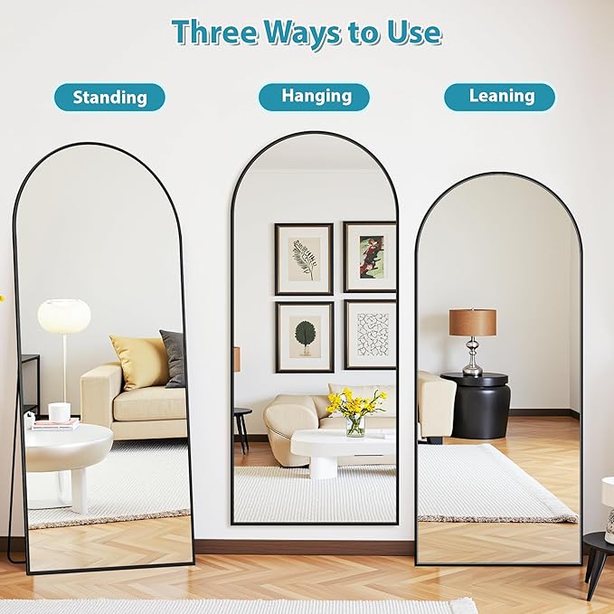 Floor Mirror, 58"×21" Full Length Mirror with Stand for Bedroom Living Room, Black