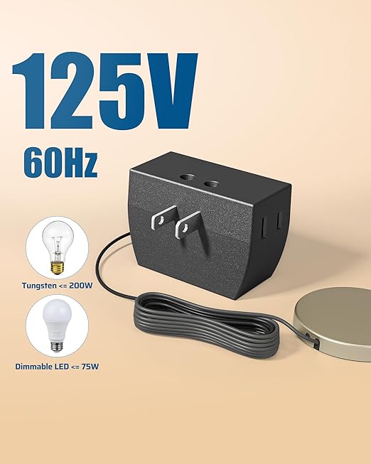 DEWENWILS 2 Pack Touch Dimmer Switch, Touch Pad Control with 3 Levels of Dimming, Dimmable LED/CFL Lights, and Incandescent Bulbs, Extension Cord, ETL Listed, Black