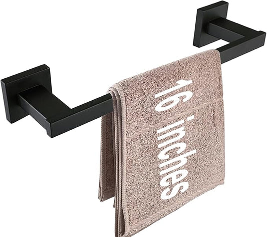 LANC Black Towel Bar for Bathroom Wall Mounted 16-Inche Matte Black Bath Towel Rack Stainless Steel Towel Rod for Cabinet Kitchen Towel Holder Towel Hanger Towel Rail, A9010MB-L4