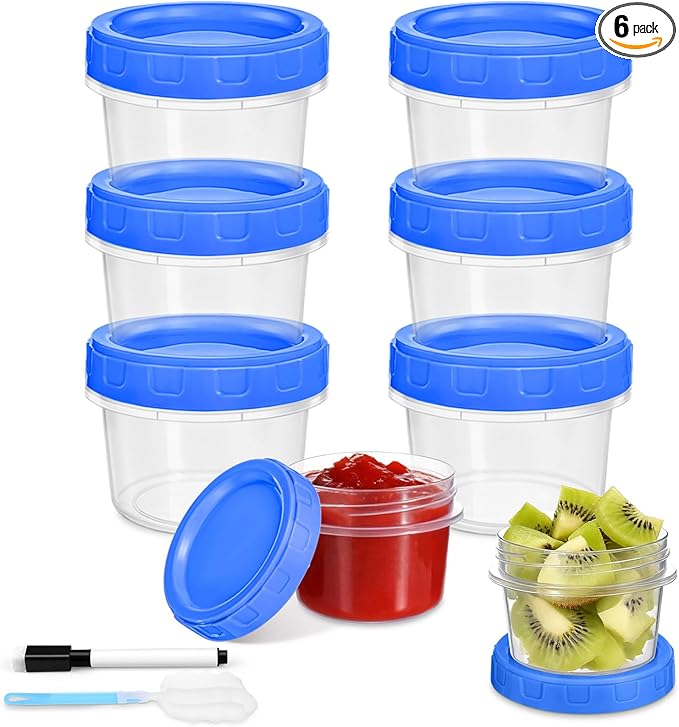 6 Pcs 2 oz Salad Dressing Container To Go Small Sauce Containers with Lids, Reusable Condiment Cups for Lunch Box, Airtight Freezer Storage Containers, Microwave & Dishwasher Safe