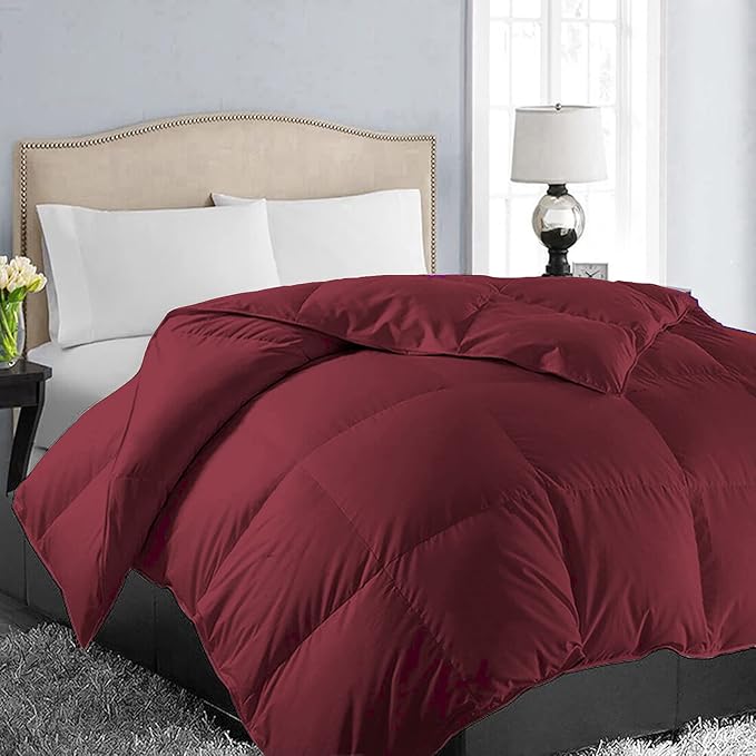 EASELAND Twin XL Down Alternative Comforter - Quilted Duvet Insert for All Seasons, Soft Lightweight with Corner Tabs, Summer Winter Warm Bedding, Burgundy 68×92 Inches