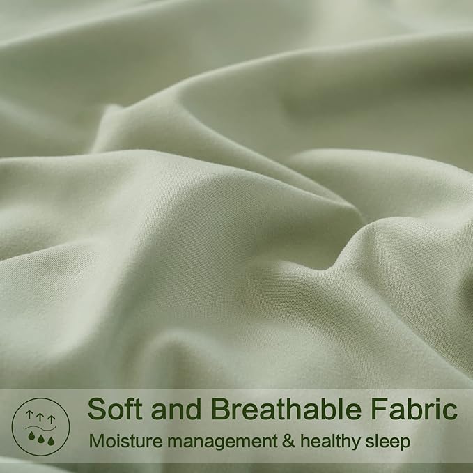 EASELAND Queen Size Down Alternative Comforter - Quilted Duvet Insert for All Seasons, Soft Lightweight with Corner Tabs, Summer Winter Warm Bedding, Sage Green 88×88 Inches
