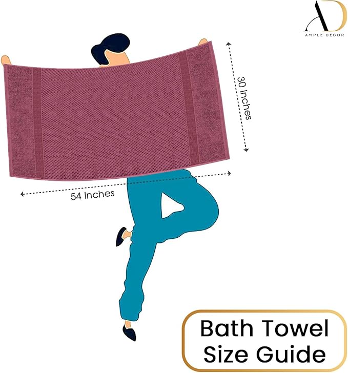 Ample Decor Grape Purple Bath Towels for Bathroom Set of 16 100% Cotton Popcorn Textured, Machine Washable - Mulaayam Collection - 30 X 54 Inch