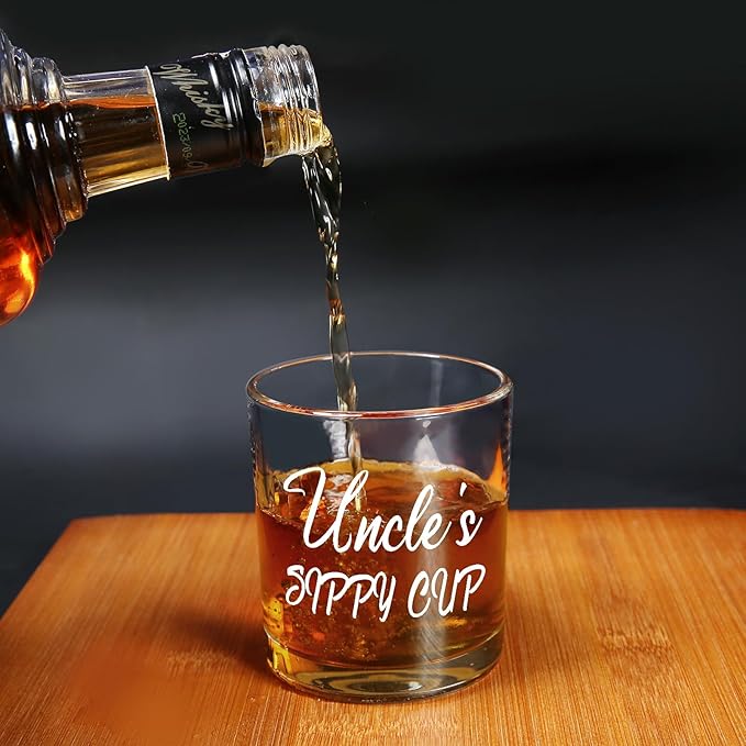 Jogskeor Uncle Gifts, Uncle's Sippy Cup Whiskey Glass 10oz, Birthday Fathers Day Christmas Gifts for Uncle