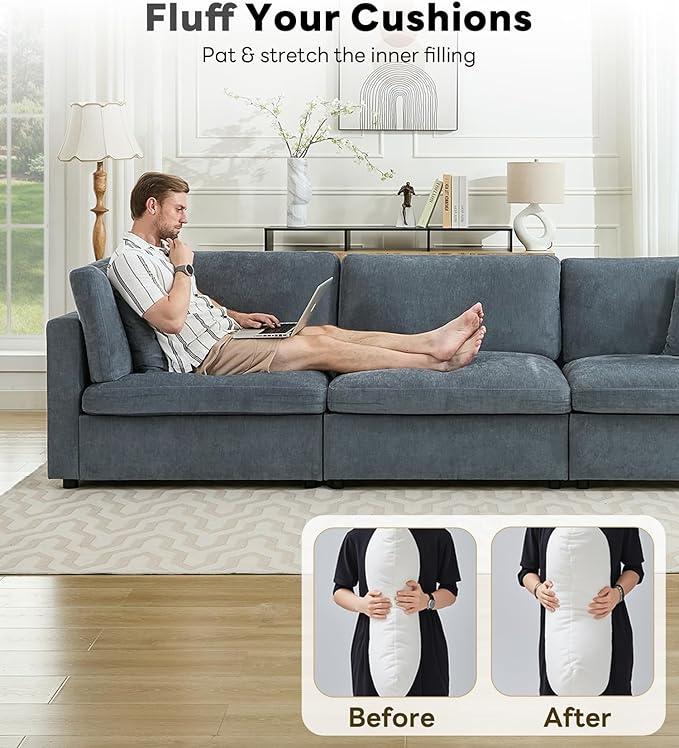 Tbfit Loveseat Modular Sectional Couch, Oversized 82" Comfy Cloud Sofa for Bedoom, Living Room, Washable Cover, Grey