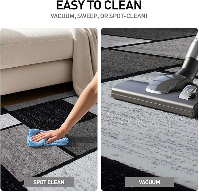 Rugshop Contemporary Modern Boxes for Entryway,Home Office,Living Room,Bedroom,Kitchen Non Shedding Area Rug 4' x 6' Gray
