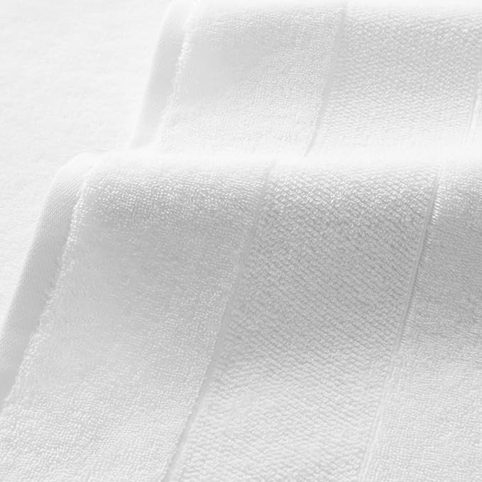 Aston & Arden Aegean Terry Bath Towels - Set of 2 - Ringspun Turkish Cotton Thick and Soft Absorbent Luxury Hotel and Spa Bathroom Towel, 600 GSM, 30 x 60 in, White