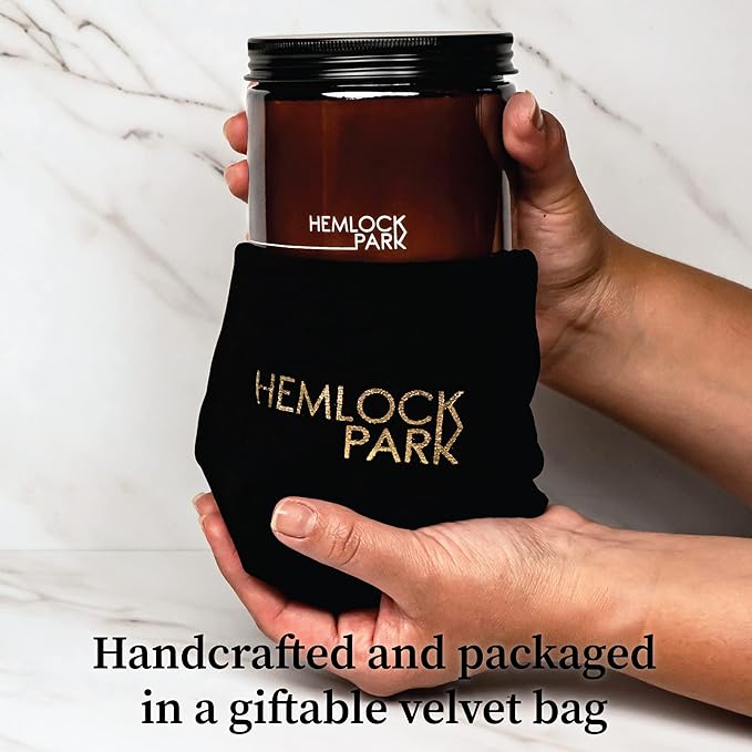 Hemlock Park Crackling Wood Wick Candle Handcrafted with Natural Coconut Wax (Large 16 oz, Santal)