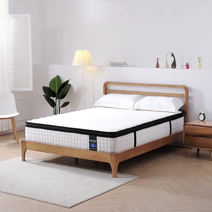 Inofia Twin Mattress 12 inch Hybrid Twin Size Mattresses Cool Bed with Waterproof Mattress Protector Included, Medium Firm Feel, Motion Isolation, 101 Nights Trial