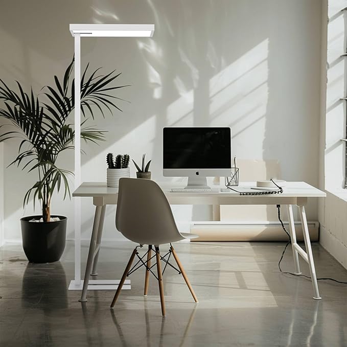 Eyelumia LED Floor Lamp - Eye Caring Standing Light with 10800LM Dimmable Dual Light Source, 120W, 4000K Natural Daylight Reading Lamp for Living Room Bedroom Home Office