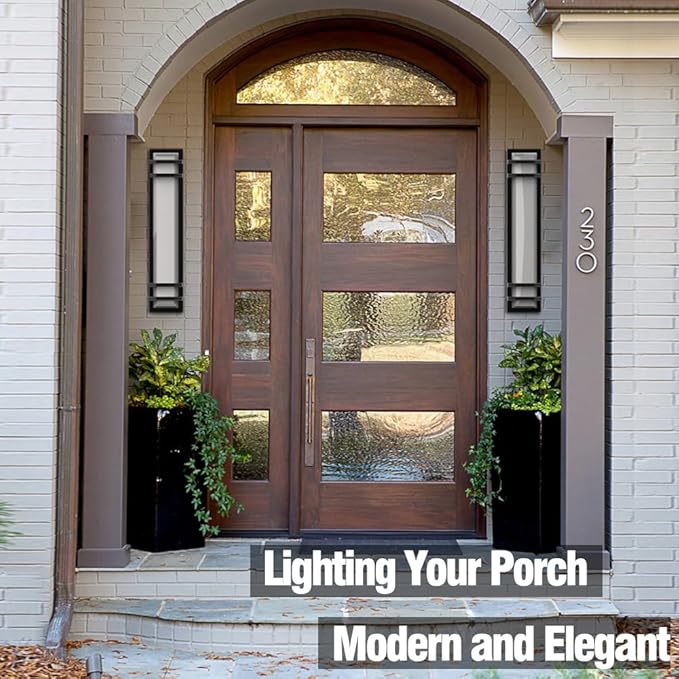2Packs 36w 3000K Outdoor Wall Lights, LED Dimmable Modern Porch & Patio Wall Light Fixture, 23.6in Black Exterior Sconce Wall Mounted Lights Suitable for Garage Living Room Courtyard House(3000K)