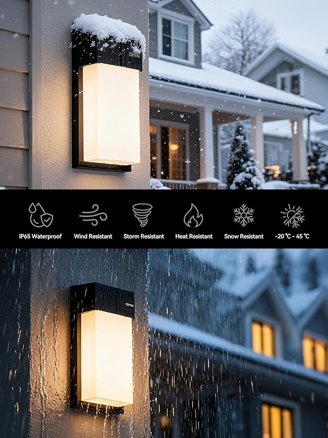 Outdoor Wall Light, Smart RGBICWW Porch Lights Outdoor, 1500LM Modern Wall Sconce with 30+ Scene Modes, Retome & APP Control, IP65 Waterproof Color-Changing DIY for Outdoor Decor, 2 Pack