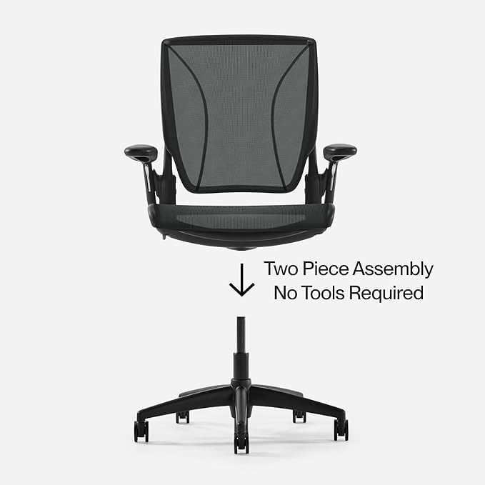 Humanscale World One Black Office Chair, Ergonomic Work Desk Chair with Built in Lumbar Support, Adjustable Computer Office Chair for All Body Types