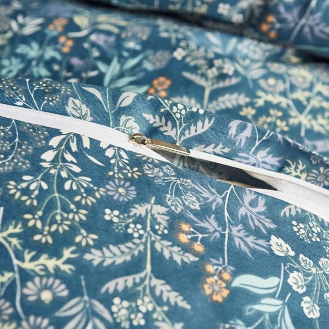LifeTB Vintage Floral Duvet Cover Small Blue Flower Duvet Cover Twin XL Garden Style Floral Comforter Cover Cotton Floral Botanical Duvet Cover Chic Aesthetic Bedding Duvet Cover with Zipper Closure