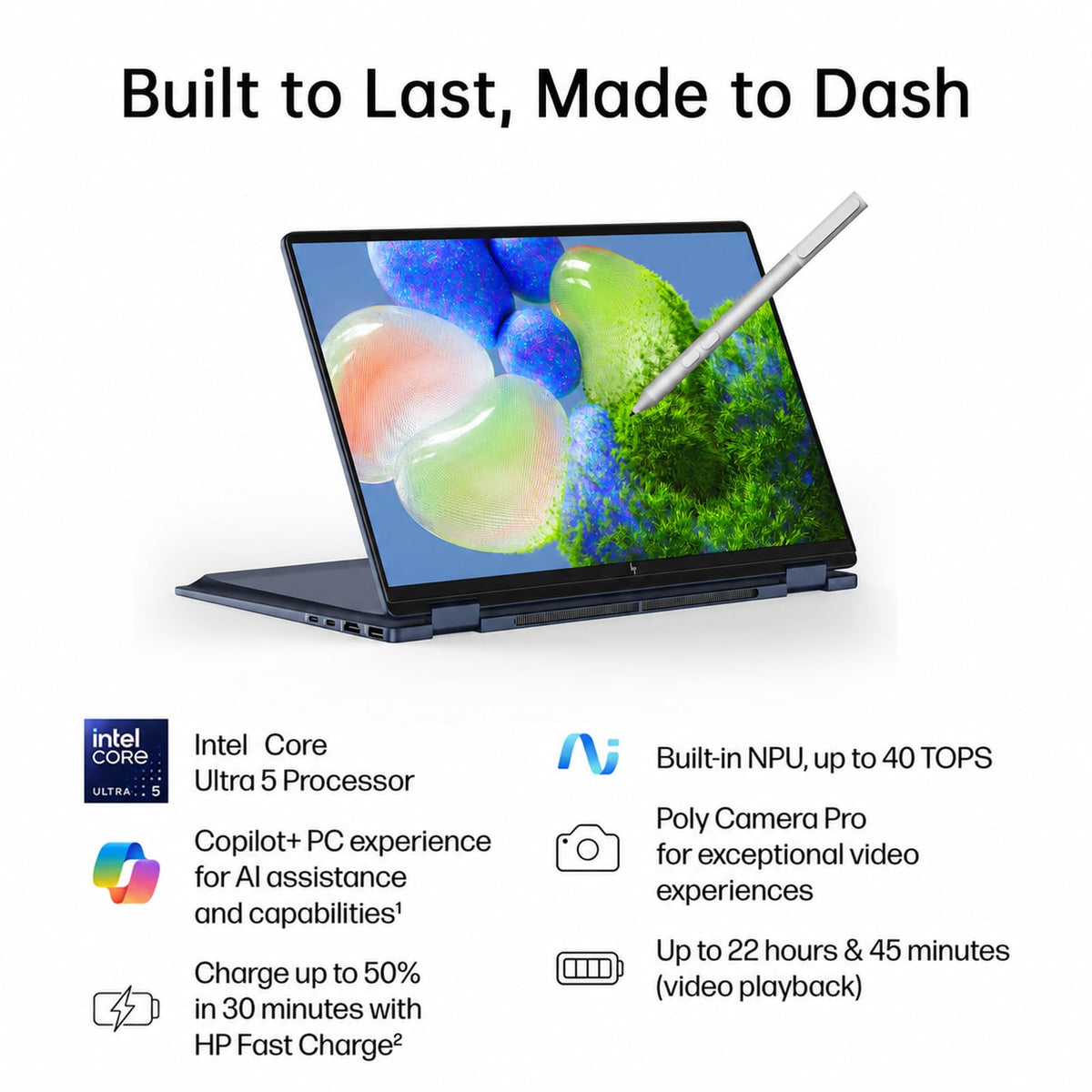 HP OmniBook X Flip 14 2-in-1 Touchscreen Laptop, Intel Core Ultra 5 226V