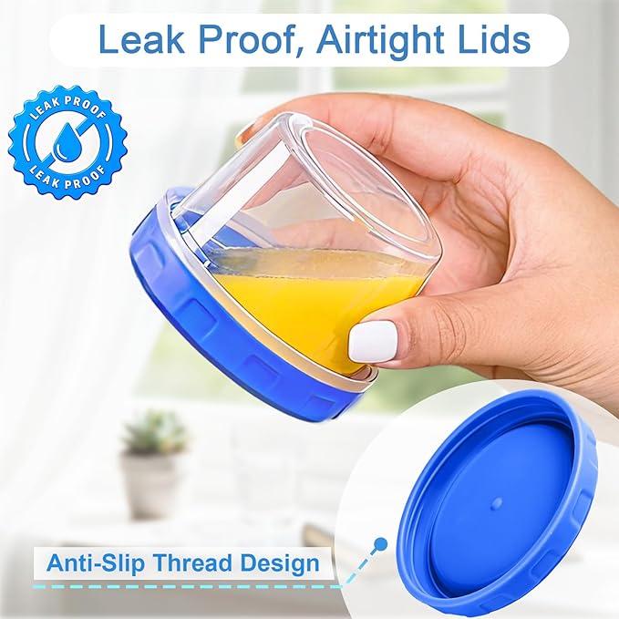 24 Pcs 4 oz Plastic Containers with Screw Lids, Reusable 1/2 Cup Small Food Storage Containers, Airtight Freezer Containers, Microwave & Dishwasher Safe, with Pen and Brush