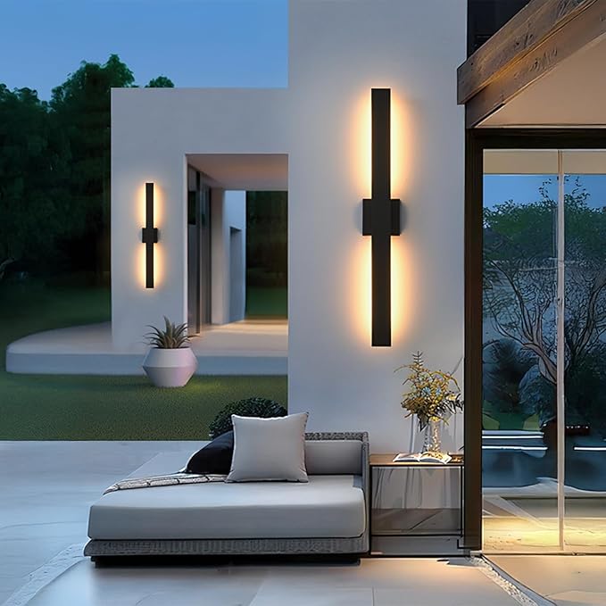 Upgraded 2-Pack 34in Black Long Modern LED Outdoor Wall Lights 3000K 4000K 5000K Dimmable Exterior Wall Sconce Outside Light fixtures for House Garage Front Door