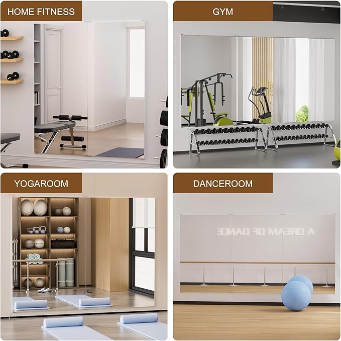 2PCS Full Length Wall Mirror, 71" x 47", Nano Film Material Without Glass, shatterproof, Safe, Lightweight, only 10lbs Easy to Move and Install, for Home Gym, Dance Studio, Yoga Studio.