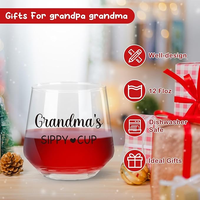 Grandparents Christmas Gifts, Grandma Wine Glass And Grandpa Whiskey Glass Set, Cool Christmas Gift Ideas For Grandparents, Best Grandparents Gifts, Grandma Grandpa Mugs, Presents For Grandparents