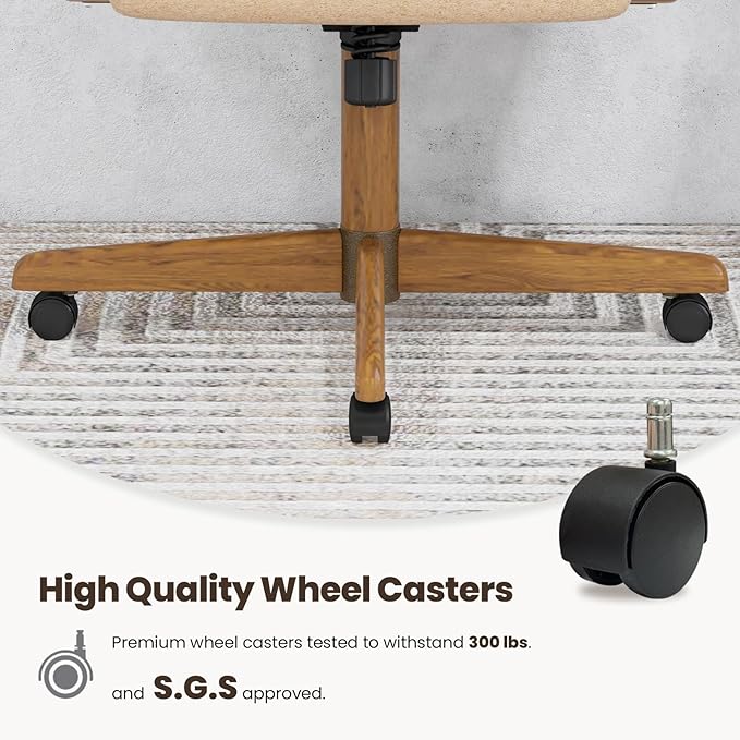 Chromcraft Douglas Set of 1 Casual Dining Chair Caster Swivel Tilt Fabric Dinning Chair Ultra Comfortable Sturdy Kitchen Chair with Rolling Wheels for Home Kitchen(Light Brown-Chestnut)