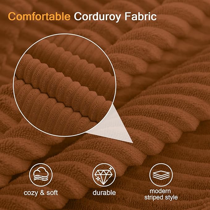COMAX Convertible Sofa Bed Queen, Corduroy Folding Floor Couch Pull Out Couch Bed Futon Sleeper with Pillows, Fold Out Boneless Sofa Comfy Lounge Mattress Loveseat for Living Room Bedroom, Orange