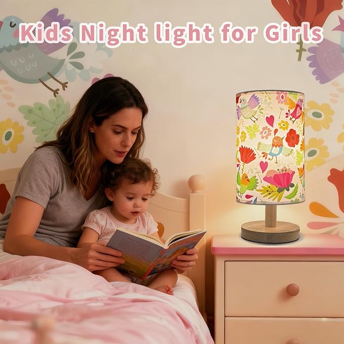 Flower Table Lamp for Girls Bedroom, Boho Pink Flowers Toddler Nursery nightlight, 3 Color Brightness, Pink Lamp, Bedtime Reading Light, Christmas Gifts for Girls